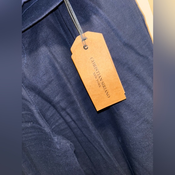 💙🦋NWT- Christian Siriano Wide Leg Linen Pants and Vest Set Navy Blue - Size 8 - Picture 4 of 8